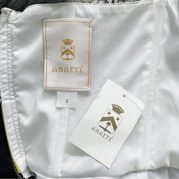 ABAETE Silk Strapless Colorblock Zipper Draped Minidress Size 2 - Picture 9 of 10